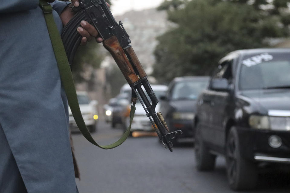 Taliban fighter patrol in Kabul, Afghanistan, Saturday, Aug. 28, 2021. (AP Photo/Khwaja Tawfiq Sediqi)