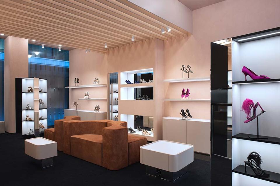 Inside Sergio Rossi’s new Milan flagship store. - Credit: Courtesy of Sergio Rossi