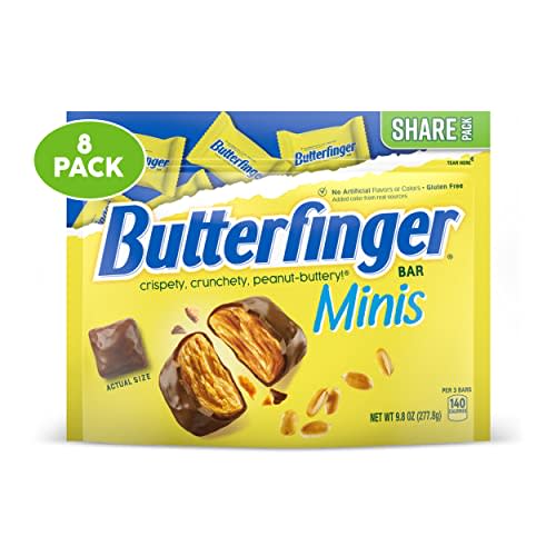 Butterfinger Chocolatey, Peanut-Buttery, Minis Individually Wrapped Candy Bars, Easter Basket Stuffers, Resealable Share Size, 9.8 oz, 8 Pack