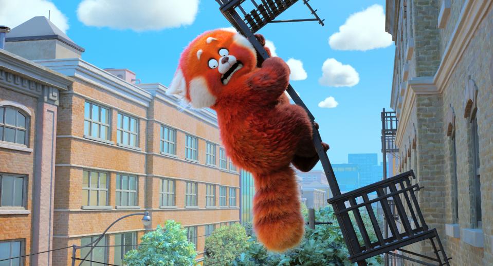 Mei Lee (voiced by Rosalie Chiang) transforms into a giant red panda when she becomes overly excited in Pixar's "Turning Red."