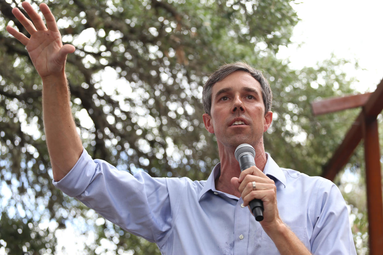 Rep. Beto O’Rourke, the Democratic candidate for Senate running against Ted Cruz in Texas, at a rally in Johnson City, Texas, on Aug. 5, 2018. (Photo: Iris Schneider/Zuma Wire)