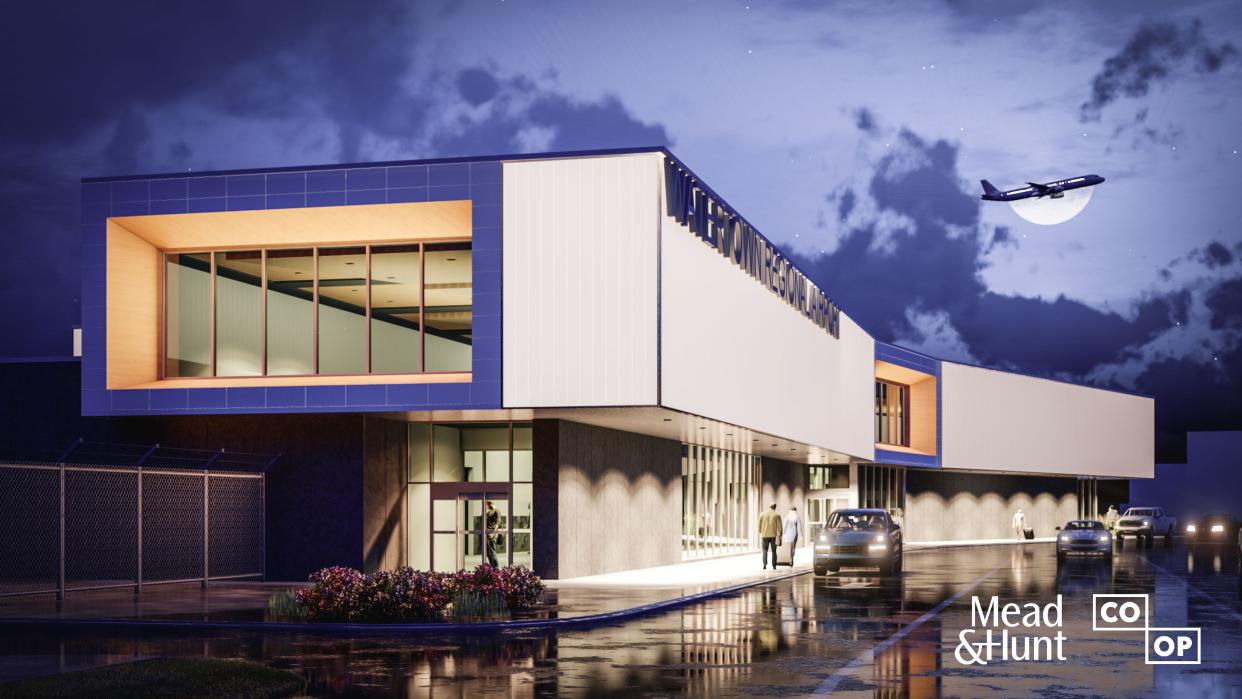 An outdoor design rendering of the Watertown Regional Airport