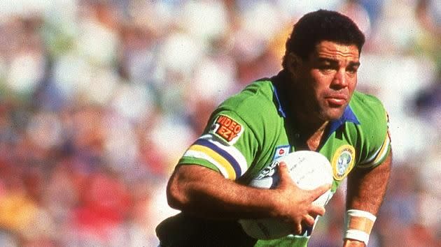 Meninga during his playing days with the Raiders. Pic: Getty