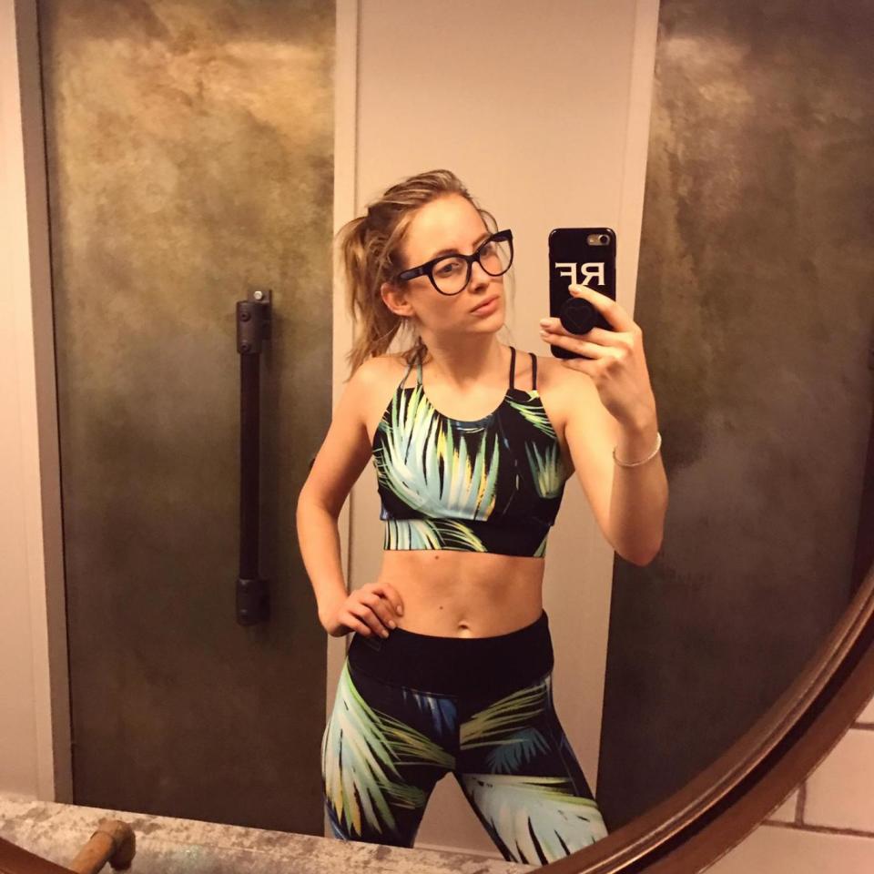 Working out: Rosie hit the gym after indulging in Dublin (Rosie Fortescue/ Instagram)