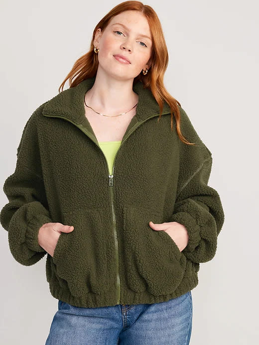 Oversized Full-Zip Sherpa Pullover. Image via Old Navy.