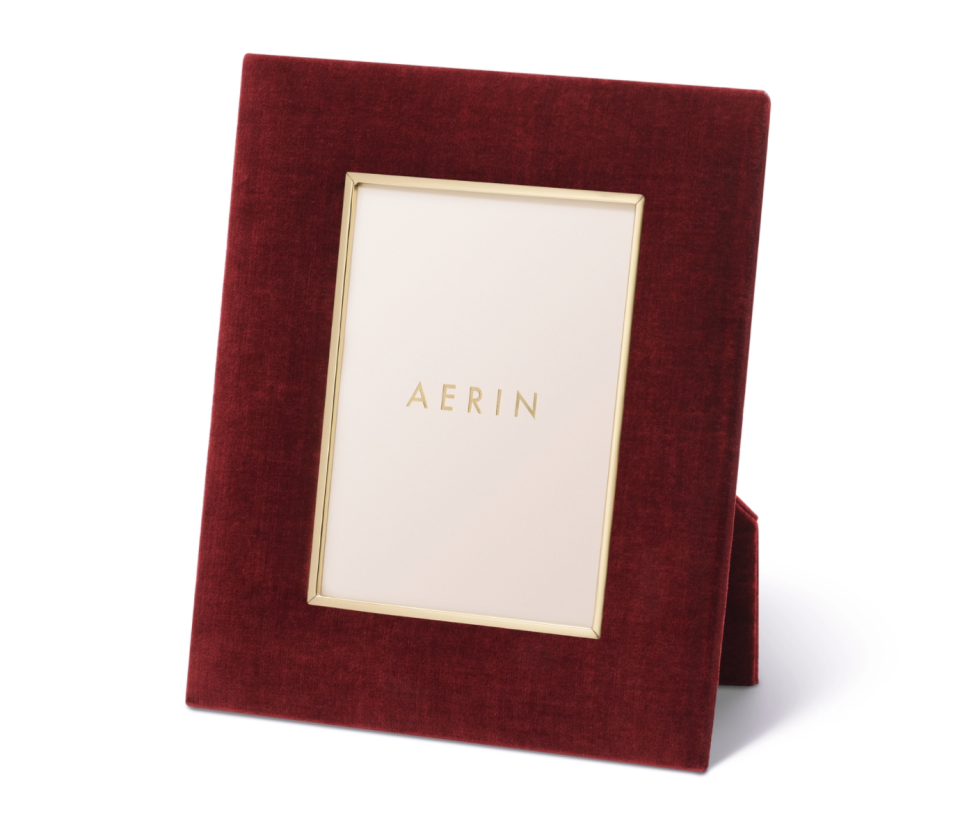 <p><a href="https://www.aerin.com/valentina-velvet-frame-19120160/?color=Cinnabar&size=5x7" rel="nofollow noopener" target="_blank" data-ylk="slk:Shop Now;elm:context_link;itc:0;sec:content-canvas" class="link ">Shop Now</a></p><p>Valentina Velvet Frame</p><p>aerin.com</p><p>$450.00</p>