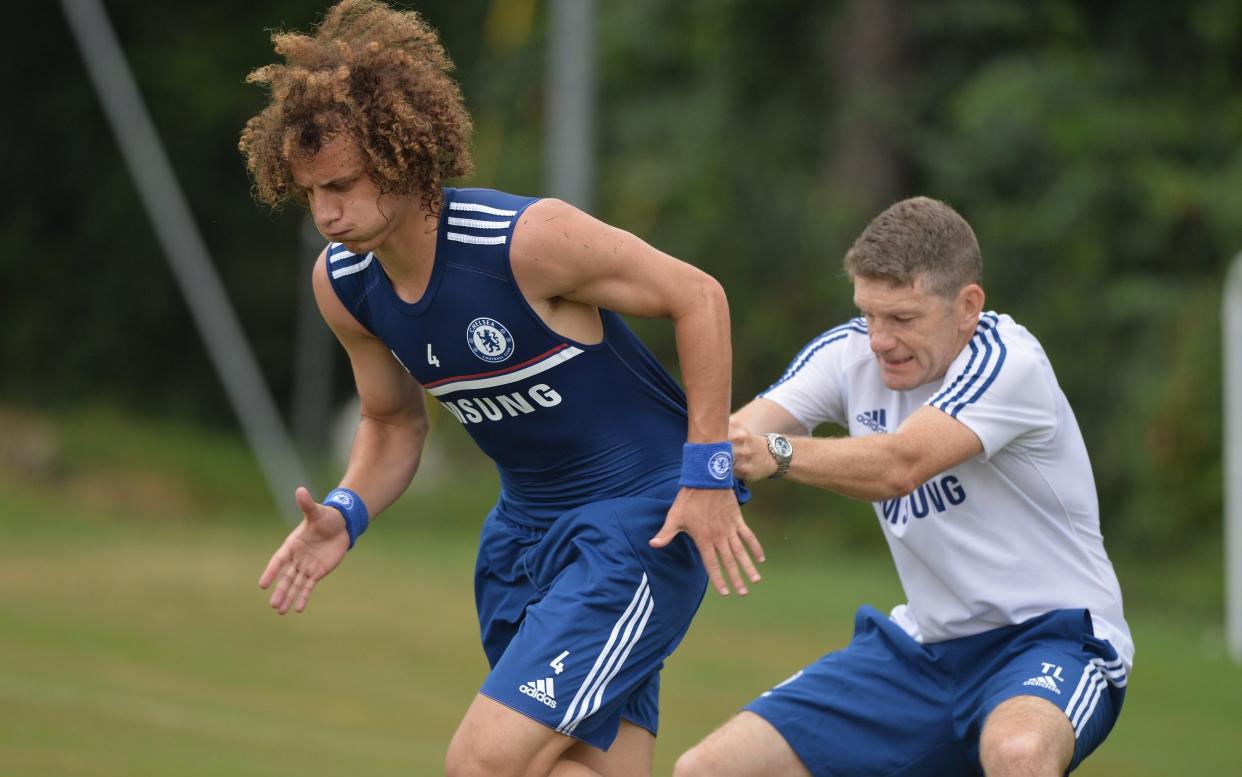 Chelsea's David Luiz, Thierry Laurent during a training session at the Catholic University on 6th August 2013 in Washington DC, USA - Darren Walsh/Chelsea FC via Getty Images