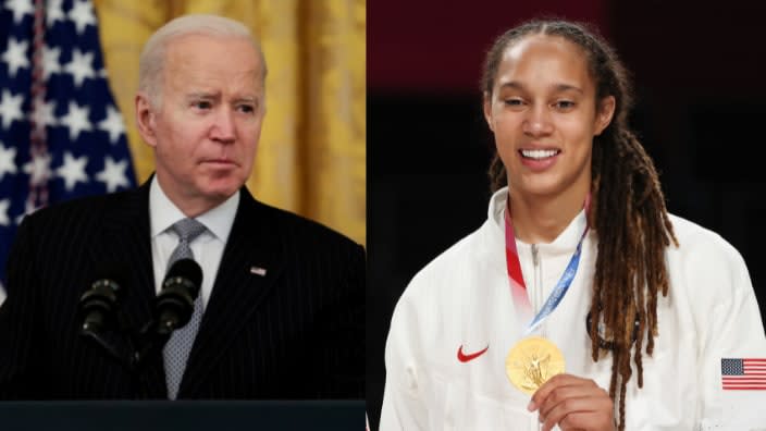 President Joe Biden and Brittney Griner