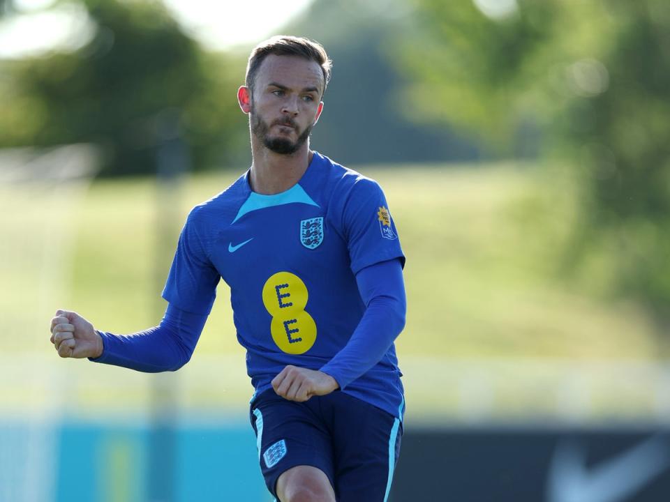 James Maddison in England training at St George’s Park this week (The FA via Getty Images)