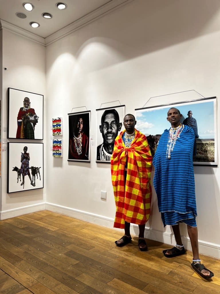 Maasai leaders Rokione and Paulo at the opening of “The Untold Story” exhibition on March 8. Courtesy from the artist