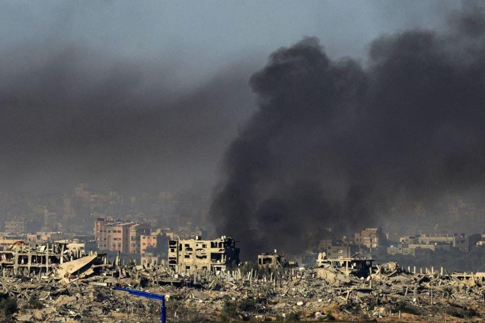 Smoke rises from Gaza Strip