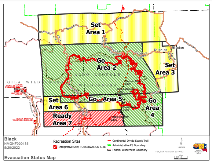 Evacuation orders are in place in Grant, Catron and Sierra counties May 20, 2022 for communities impacted by the Black Fire.