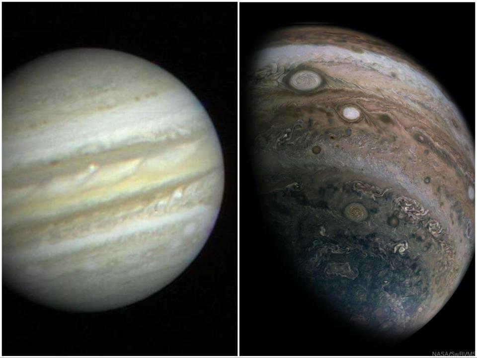 Side by side of jupiter