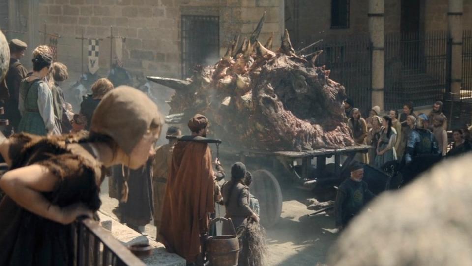 A red dragon's head marched through the streets of King's Landing on House of the Dragon