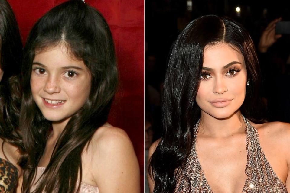 Kylie Jenner in 2007 and in 2017