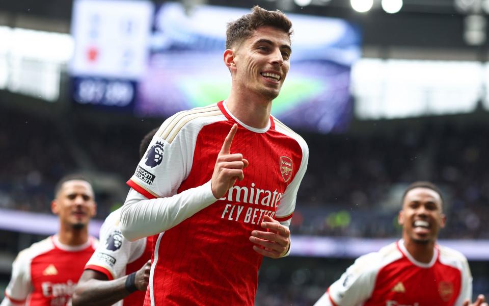 Kai Havertz celebrates scoring for Arsenal