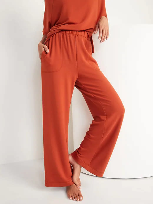 High-Waisted Cozy-Knit Wide-Leg Pajama Pants. Image via Old Navy.