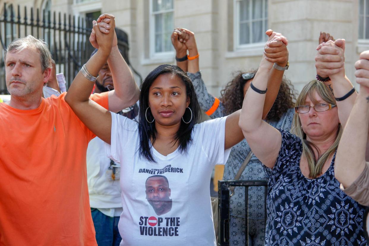 Action: Friends and family protest the death of Daniel Frederick, but can more be done earlier to stop knife crime? (Photo by Alex Cavendish/NurPhoto via Getty Images): NurPhoto via Getty Images