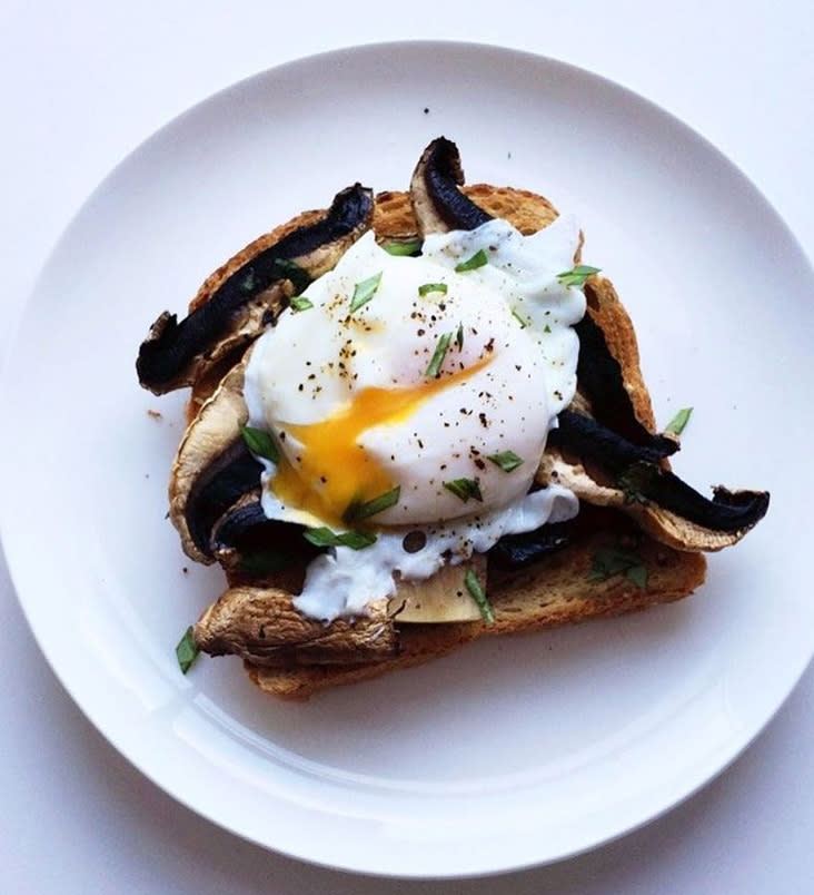 Mushroom and poached egg on toast