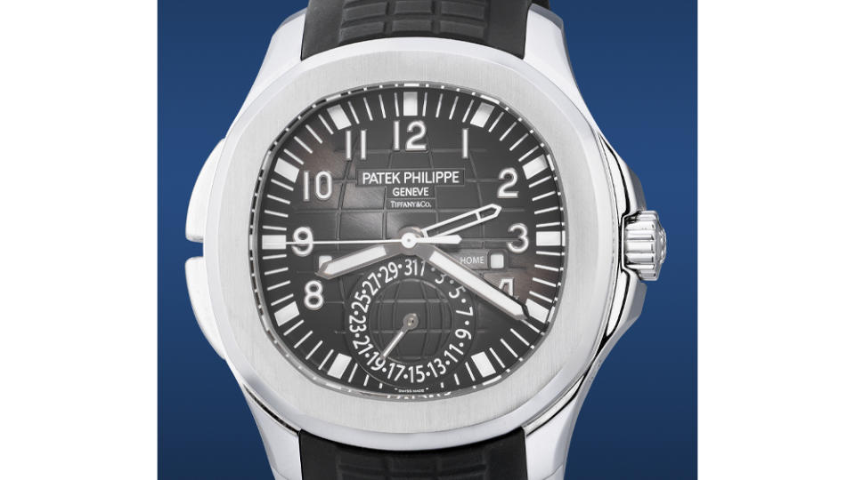 Patek Philippe Aquanaut Ref. 5164A-001 dual-time wristwatch retailed by Tiffany & Co. - Credit: Phillps Hong Kong