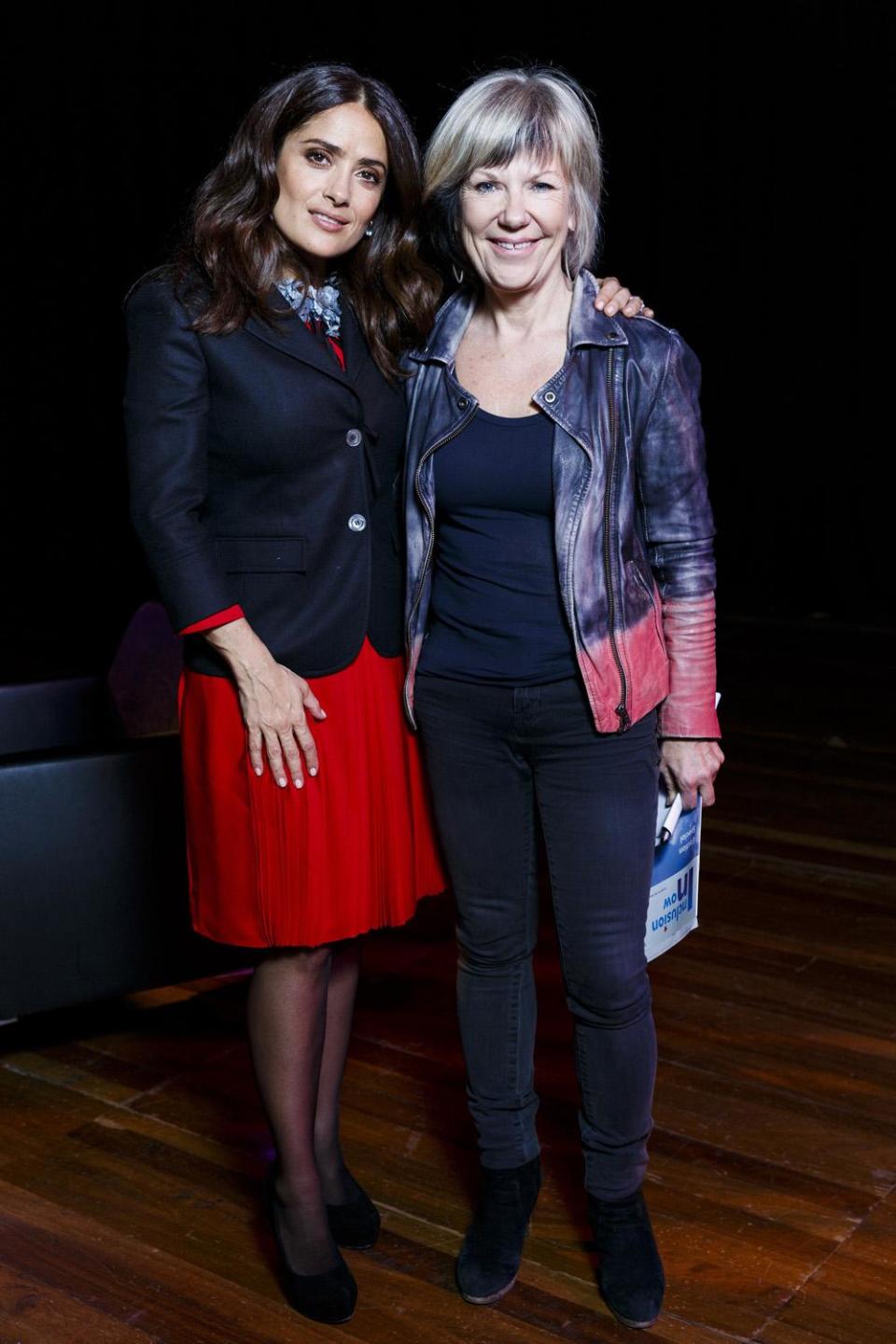 Jude Kelly with Salma Hayek at a screening of animated feature film