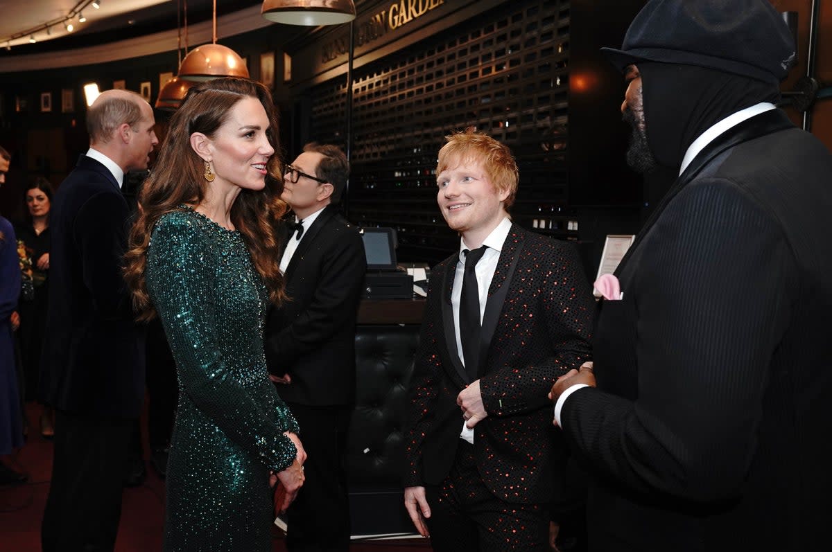 Kate Middleton and Ed Sheeran at the Royal Variety Performance 2021  (PA)