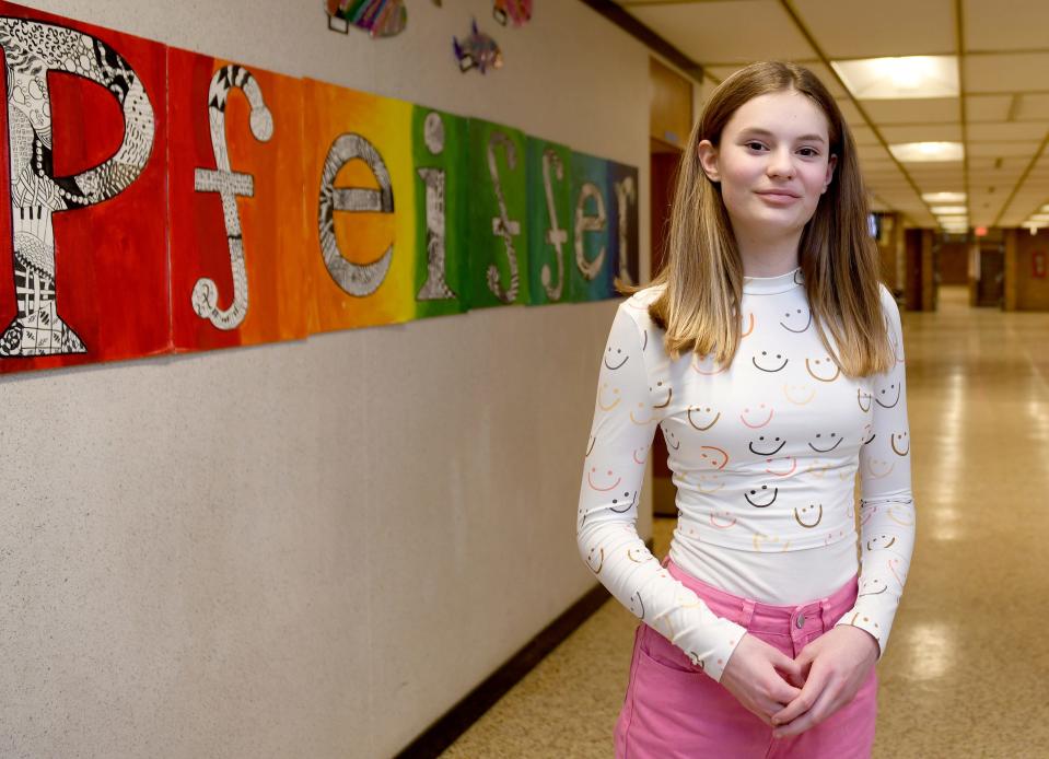 Claire Brooks, Pfeiffer Intermediate School sixth-grade,  a Canton Repository Synchrony Financial Kid of Character for March.  Tuesday, March 14, 2023.