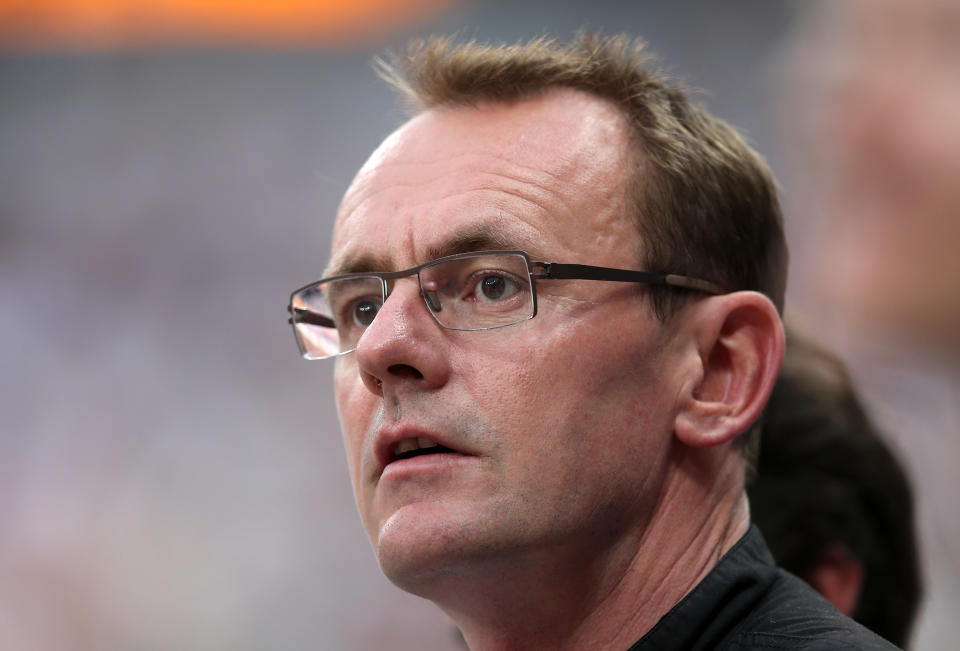 LONDON, ENGLAND - SEPTEMBER 04:  Comedian Sean Lock watches the evening session on day 6 of the London 2012 Paralympic Games at Olympic Stadium on September 4, 2012 in London, England.  (Photo by Julian Finney/Getty Images)