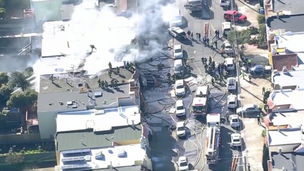 PHOTO: First responders on the scene of a residential explosion in San Francisco, Feb. 9, 2023. (KGO)