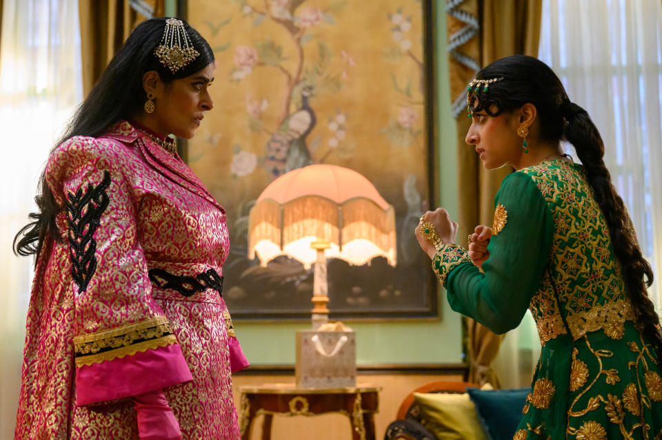 Nimra Bucha, left, as Raheela and Priya Kansara as Ria Khan in 