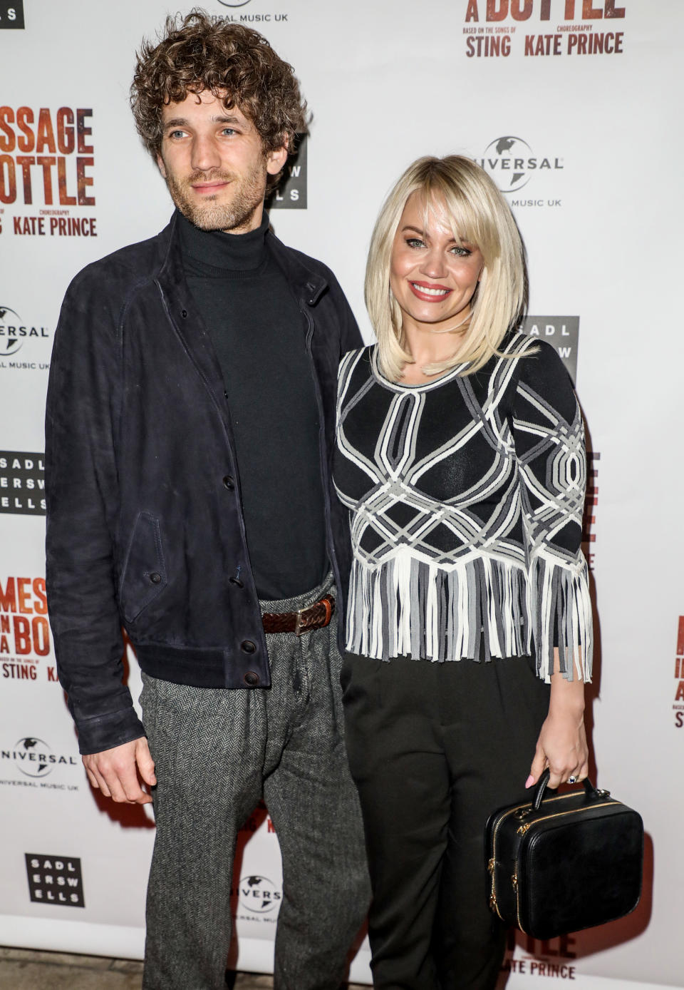 Max Rogers and Kimberly Wyatt attending a press night for Message in a Bottle at the Peacock Theatre in London (Photo by Brett Cove / SOPA Images/Sipa USA)