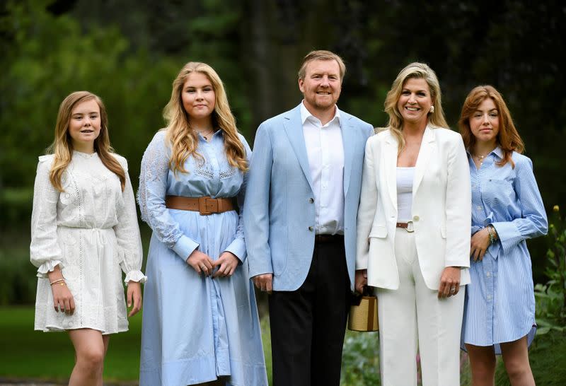 Members of the Dutch Royal family pose during an official photo session in The Hague