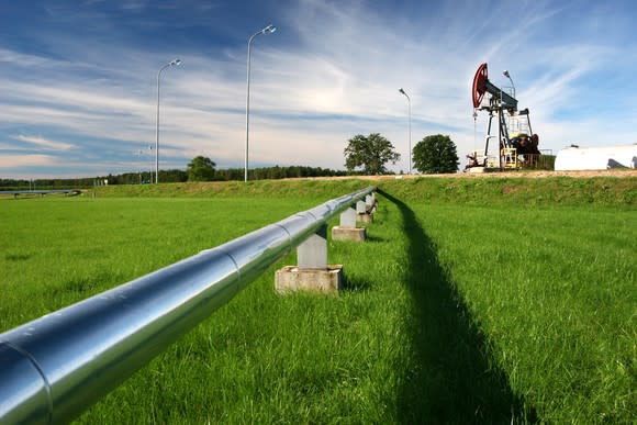 An oil pipeline to an oil pump