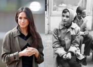 <p>Here, Meghan wears a trench coat by Artizia to the <a rel="nofollow noopener" href="https://www.elle.com/uk/life-and-culture/news/a38800/prince-harry-meghan-markle-invictus-games-first-apperance/" target="_blank" data-ylk="slk:Invictus Games;elm:context_link;itc:0;sec:content-canvas" class="link ">Invictus Games</a> trials at the University of Bath in April of this year, a near-perfect copy of the trench worn by Audrey in <em>Funny Face.</em></p>