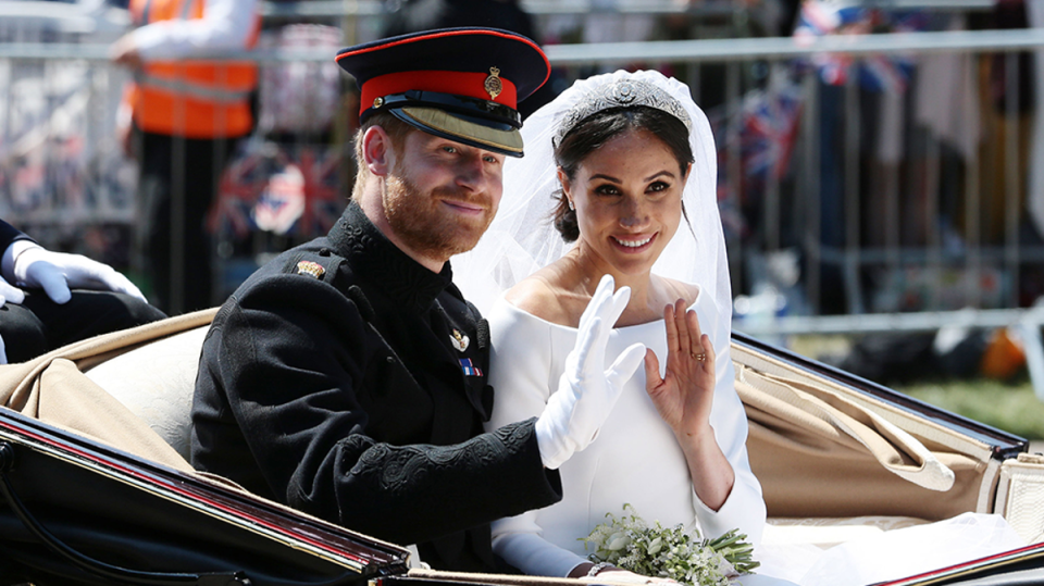 Harry and Meghan leaving their wedding in 2018 (Aaron Chown - WPA Pool/Getty Images)