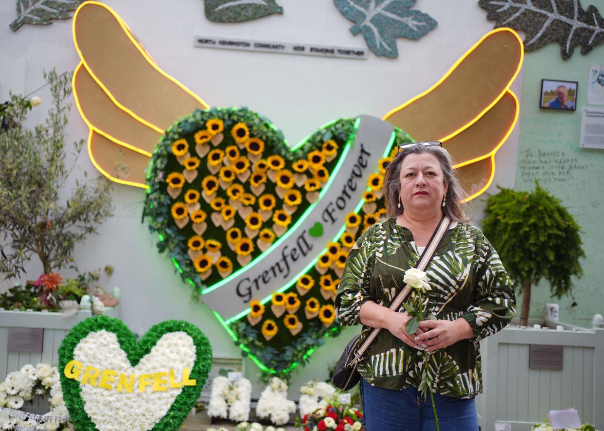 Sandra Ruiz paying tribute to her 12-year-old niece Jessica Urbano Ramirez and all those who died in the Grenfell Tower fire. (PA)