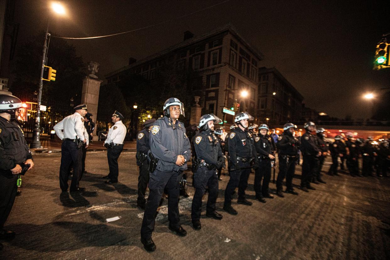 April, 30, 2024, New York, NY, USA; Hundreds of police officers stand outside Columbia University April 30, 2024 as they get ready to rid the campus of protesters. Mandatory Credit: Seth Harrison-USA TODAY NETWORK