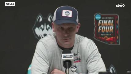 UConn's Dan Hurley, Cam Spencer and Tristen Newton look ahead to their NCAA Championship Final matchup against Purdue