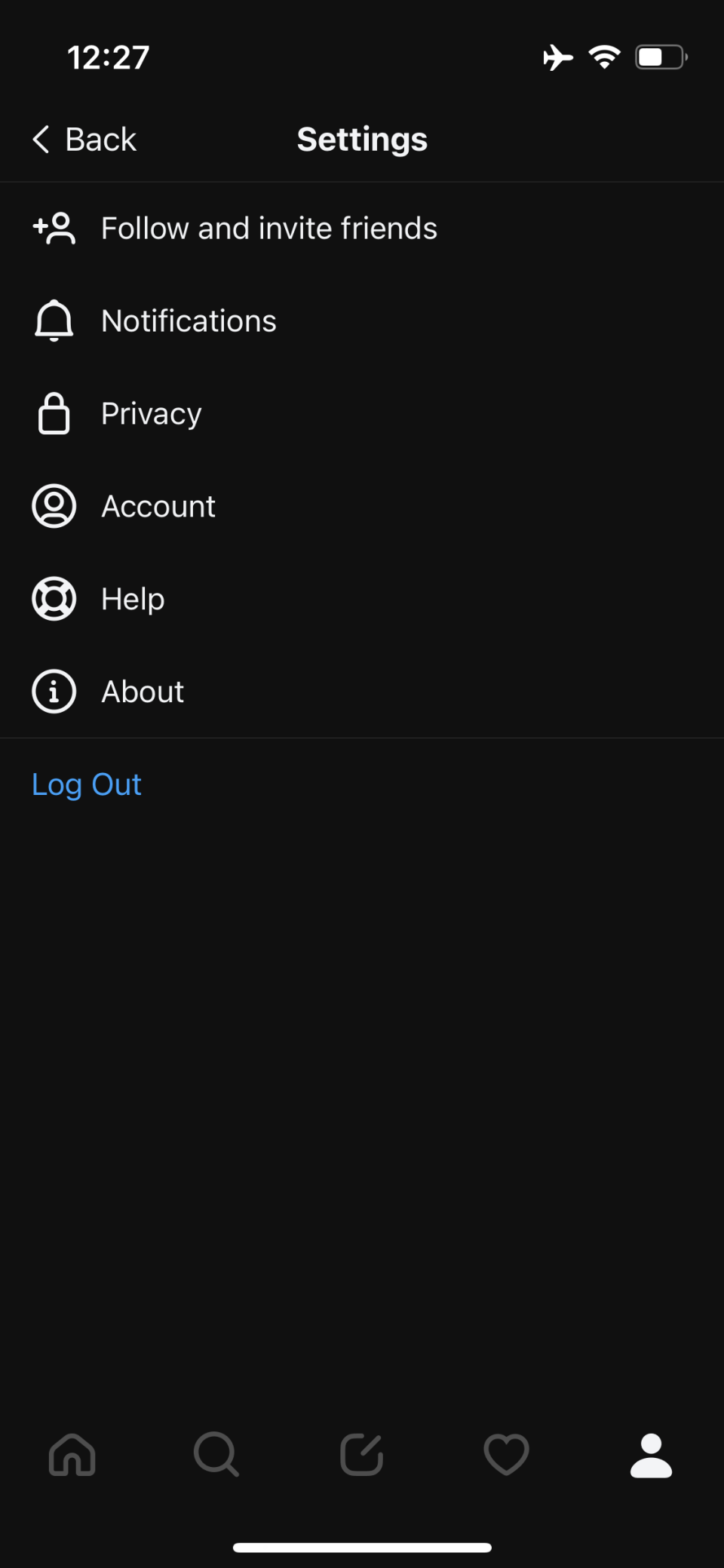 Profile settings page in the Threads app.