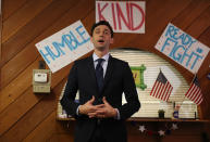 <p>Democratic candidate Jon Ossoff speaks during a visit to a campaign office to speak with volunteers and supporters on election day as he runs for Georgia’s 6th Congressional District on June 20, 2017 in Sandy Springs, Ga. (Photo: Joe Raedle/Getty Images) </p>