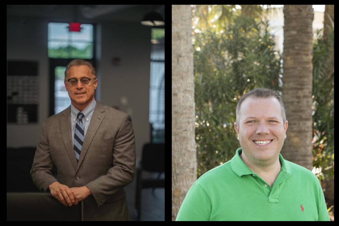 Mikey “Mash” Masciarelli, left, will face Brandon Skipper, right, in a run off election on Tuesday to fill the District 8 Horry County Council seat.