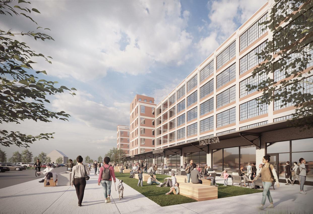 Rendering of a planned future conversion of Fisher Body Plant No. 21 into housing.