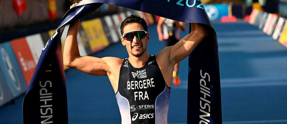 Léo Bergère a été sacré champion d'Europe de triathlon ce samedi.  - Credit:Ina Fassbender / AFP