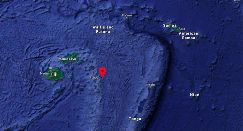 The quake struck near Fiji and Tonga, 560km below the Pacific Ocean. Source: Google Maps