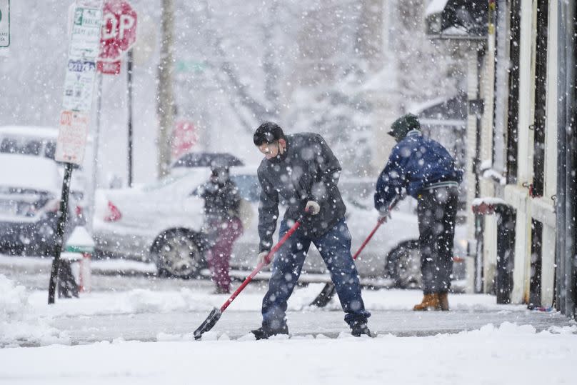 In Philadelphia musste am Dienstag der Gehweg geräumt werden.