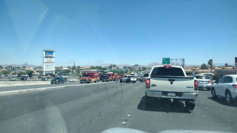 On Sunday around 1:30 p.m., Nevada State police responded to a report of a crash on Lake Mead Boulevard over the U.S. 95 overpass. NSP said multiple vehicles were involved in the crash. (KLAS)