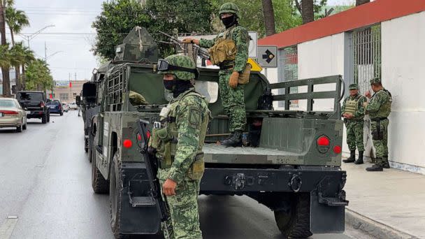 PHOTO: Mexican army soldiers prepare a search mission for four U.S. citizens kidnapped by gunmen in Matamoros, Mexico, March 6, 2023. (AP)