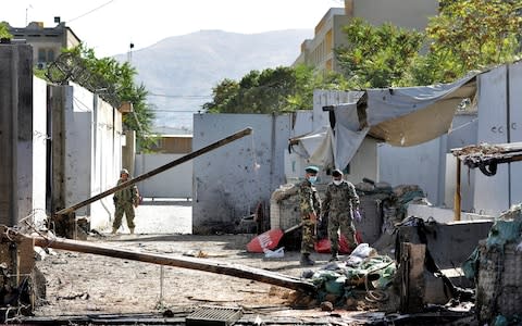 One of the bombs was detonated near the US embassy in Kabul - Credit: AP Photo/Ebrahim Noroozi