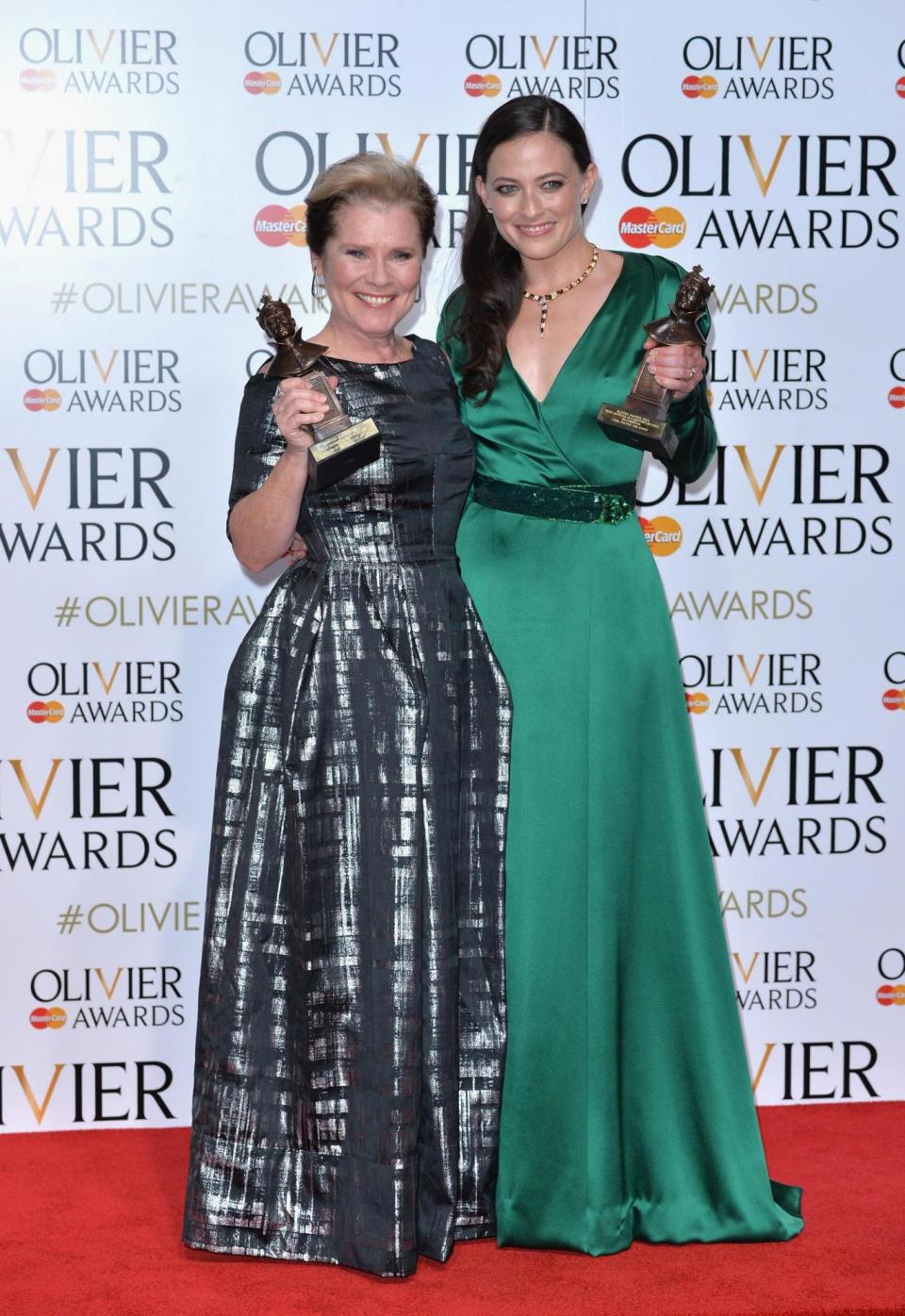 Lara Pulver with Gypsy co-star Imelda Staunton at the 2016 Olivier Awards (Getty Images)