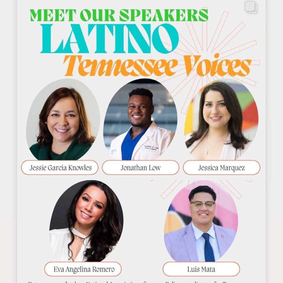Speakers for the second annual Latino Tennessee Voices Storytellers on Oct. 12, 2023, at Casa Azafran.